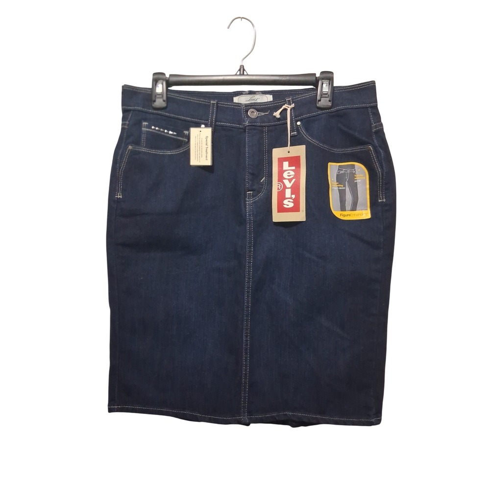 Levis 512 Perfectly Slimming Denim Sz 10 Skirt Dark Wash Indigo Figure Enhancers